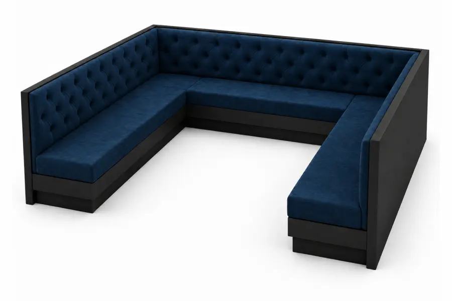Tufted U Shape Booth Left Side View